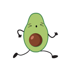 Vector avocado icon in kawaii style. Avocado fruits in a flat design. Vector