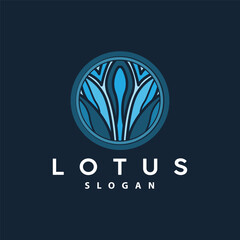Lotus Logo, Flower Plant Vector, Minimalist Simple Line Design, Symbol Icon Template
