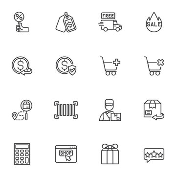 Ecommerce line icons set