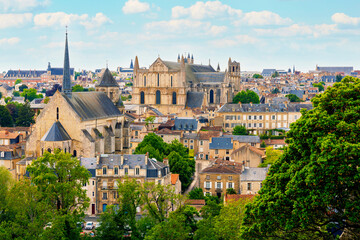 Panoramic view of Poitiers city landscape- France - obrazy, fototapety, plakaty