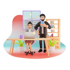 Working Employee 3D Character Illustration