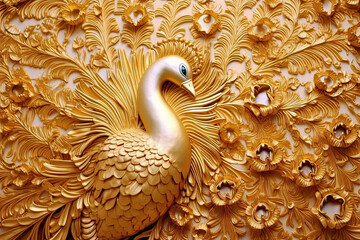 Obraz premium 3D Clay peacock made with generative AI.