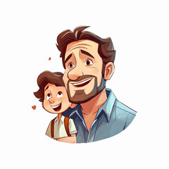 happy father's day, vector illustration of a father and his child