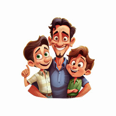 happy father's day, vector illustration of a father and his child