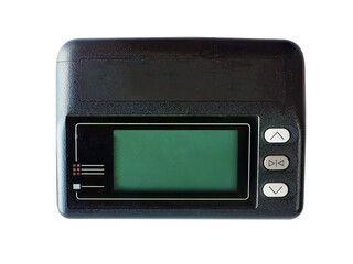 Top view, Vintage model of Wireless telecommunication, pager, paging, message device,...
