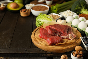 Different products, concept of grocery, ingredients for cooking