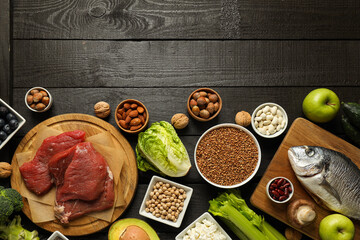 Different products, concept of grocery, ingredients for cooking