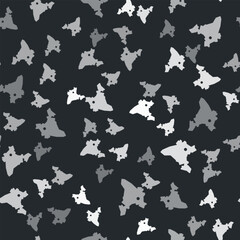 Grey India map icon isolated seamless pattern on black background. Vector
