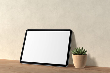 Realistic tablet mockup top view angle blank	 - obrazy, fototapety, plakaty
