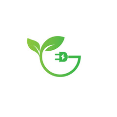 green energy logo eco technology electric nature power vector symbol