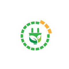 green energy logo eco technology electric nature power vector symbol