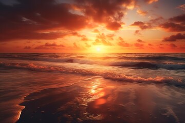 Fototapeta na wymiar sunset in beach. Generative AI