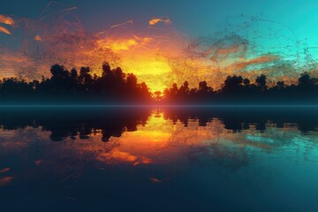 Obraz premium orange sky sunset view . Generative AI