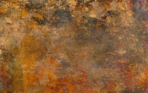 Vintage texture of old oxidized copper with some spots and stains on it Abstract grunge rusty metal texture background for web site or mobile devices design with copy space for text or image.