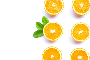 High vitamin C, Juicy and sweet. Fresh orange fruit on white.