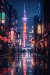 Fototapeta na wymiar City at night Tokio, Japan, Poster