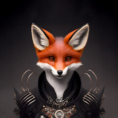 Cute anthropomorphic fox portrait with Generative AI technology