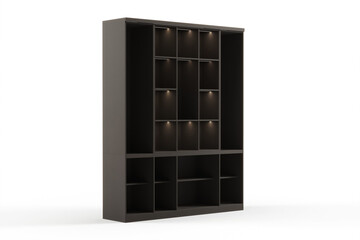 3d rendering modern office wooden cabinet interior design furniture