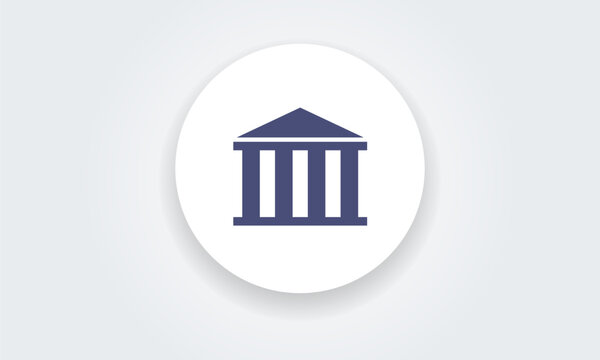 Court, Museum, Bank, University house building icon, logo. classic Greek columns, vector illustration
