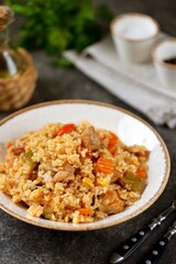 Rice pilaf with chicken and vegetables
