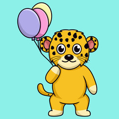 Obraz premium Vector illustration of cute cheetah animal