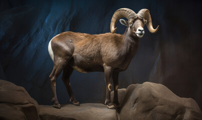 photo of mouflon in its natural habitat. Generative AI - obrazy, fototapety, plakaty