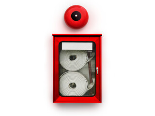 Fire hose cabinet with alarm in office building to prepare fire protection PNG transparent