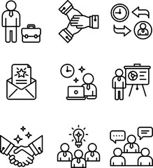 Recruitment and employee icon sheets design. HR human resources line style icon set
