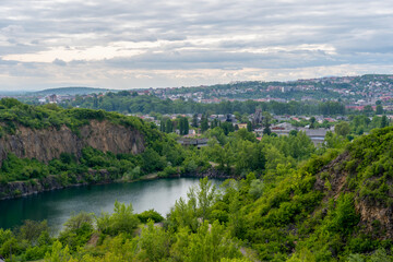 view of a lake between mountains, a lake in the mountains 
