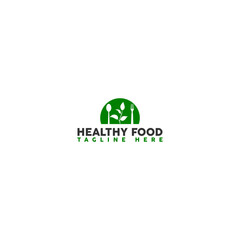 Healthy food logo template isolated on white background