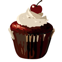 cupcake, chocolate, cake, dessert, sweet, chocolate, cream, cherry
