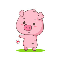 Fototapeta premium Cute pig cartoon character. Adorable animal concept design. Isolated white background. Vector art illustration.
