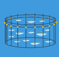 生簀（いけす）のイラスト