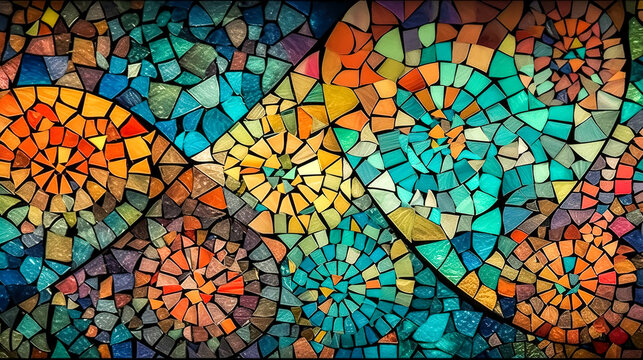 Abstract colorful background with stained glass, generative AI.