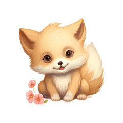 cute fox character painting vector illustration