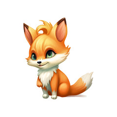 Obraz premium cute fox character painting vector illustration