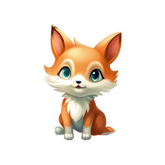 cute fox character painting vector illustration
