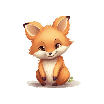 cute fox character painting vector illustration