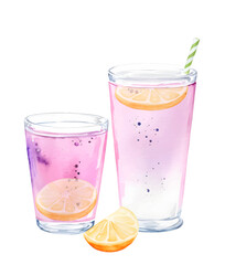 Refreshing cocktail with bubbles. A glass of summer drink. Soda beverage. Element for design poster, banner. Vector stock illustrations