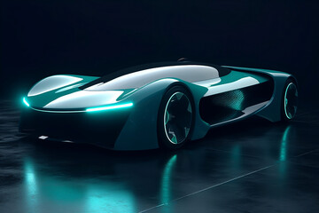 technology futuristic electric car  with black background 3d rendering. Concept of future.