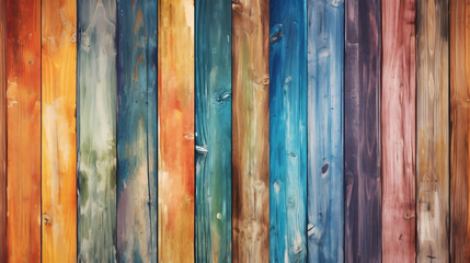 Multicolor wooden background with old texture. Generative AI