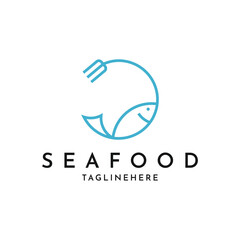 Elegant seafood logo design, simple and modern logo and fish icon for seafood restaurant company
