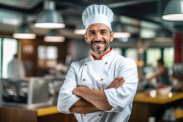 Portrait chef smiling confident on the kitchen AI Generative