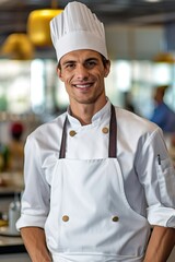 Portrait chef smiling confident on the kitchen AI Generative