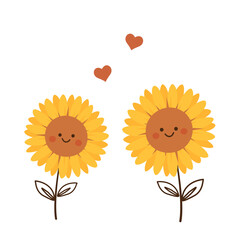 sunflower cartoon isolated on white background vector.