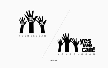 Hand Care Logo, yes we can,  Template vector icon Business