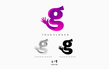 G letter with hand logo vector template