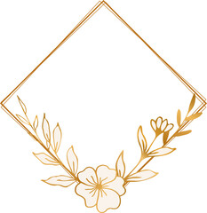 Elegant gold floral border for wedding invitation, thank you card, logo, greeting card