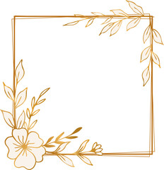 Fototapeta na wymiar Luxury gold square floral border for wedding invitation, thank you card, logo, greeting card