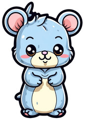 Obraz na płótnie Canvas Cute small mouse kawaii cartoon sticker